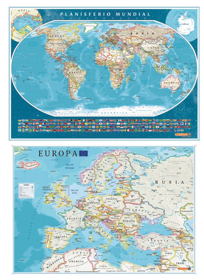 Planisferio Banderas y Europa